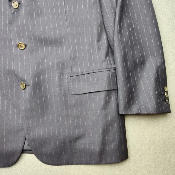 Brion Jacket Men Blue Stripe Palatino Wool 3 Button Suit Sport Coat Blazer Italy